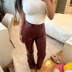 Hollister Pu Burgundy Pants Size 2r/26 Brand New Burgundy Pants, Hollister Pants, Pants Color, Hollister, Pant Jumpsuit, Straight Leg, Pants For Women, Brand New, Pants