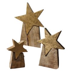 three wooden stars on top of each other