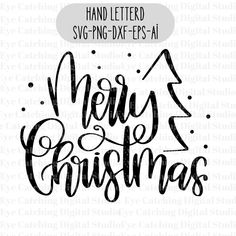 hand lettered merry christmas svg and dxf files