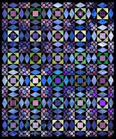 an image of a colorful pattern made up of many different shapes and sizes on black background