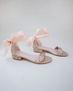 rose gold glitter heel wedding sandals with satin ribbon Fancy Attire, Low Block Heel Sandal, Evening Sandals, Low Heel Shoes, Wedding Sandals, Block Heel Sandals, Prom Shoes, Low Block Heels, Dress Sandals