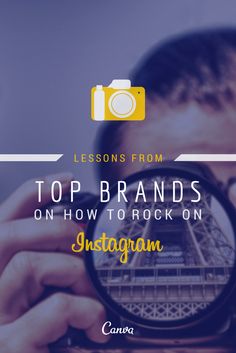 a person looking through a magnifying glass with the words lessons from top brands on how to rock on instagram