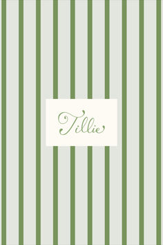 a green and white striped wallpaper with the word lilly on it