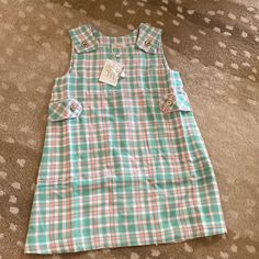 Adorable Plaid Pattern With Gold Buttons! Preppy Pink School Dress, Pink Preppy Cotton Dress, Cute Pink School Dress, Preppy Pink Sleeveless Dress, Beaufort Bonnet Company, Beaufort Bonnet, Gold Buttons, Kids' Dresses, Plaid Pattern