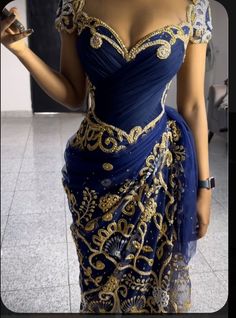 Beautiful dress African Wrapper Styles, Gold And Blue Prom Dress, Blue Traditional Dresses African, Aseobi Design 2023, Aseobi Design, Nigerian Traditional Dresses, Nigerian Wedding Dress, Nigerian Outfits, Nigerian Dress