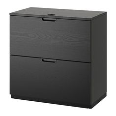 a black filing cabinet with two drawers