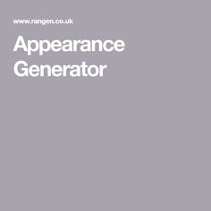 an apperannce generator with the words apperannce generator in white on a gray background