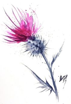 a watercolor painting of a pink flower on a white background