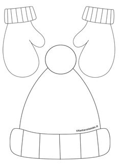 a paper doll with mittens on it's head and hands in the shape of a