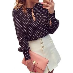 summer chiffon polka dot casual long sleeve shirt Women Blouses Fashion, Casual Long Sleeve Shirts, 11 59, Blouse Long Sleeve, Women Shirt, Blouse Styles, Fashion Tops, Ebay Fashion, Long Sleeve Shirt