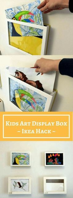 kids'art display box idea hack with instructions for making it easy and fun to use