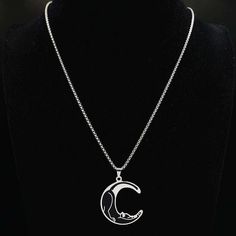 Do You See the Cat In the Moon? This Stainless Steel Cut Moon Cat Necklace Silver and Black is for the Cat and Moon Lover. Material: Stainless Steel Pendant Size: 1.6" X 1.4" (approx.) Chain: 19.7" (approx.) Cat And Moon, Cat Necklace Silver, Mountain Jewelry, Moon Cat, In The Moon, Enamel Necklaces, Cat Person, Jewelry Christmas, Cat Necklace