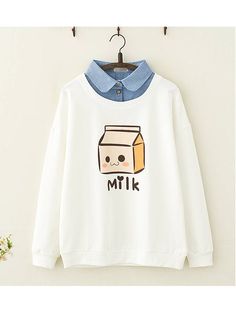 Oversized Tshirt Outfit, Box Print, Milk Box, Smink Inspiration, Kawaii Clothes, Print Sweatshirt