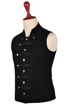 Black Wool Sleeveless Steampunk Shirt / Gothic Street Vest This Winter rock the streets with this amazing Steampunk Fashion Sleeveless Shirt / Gothic Vest. Made of premium quality wool and brass materials this vest is going to be a superb add to your steampunk / gothic collection. Custom body measurement design will give an extra mile of attractiveness and perfect fit. Premium Quality Black Wool Silver Snaps (Brass) Wool made Closure Straps with Nylon Braid Full Polyester Lining Single Needle Do Character Board, Body Measurement, Mens Vests, Extra Mile, Steampunk Fashion, Sleeveless Shirt, Black Wool, Body Measurements, Chef's Jackets