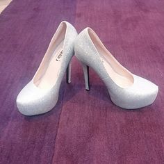 Jasmine By Sweeties Shoes Closed Toe Platform High Heel Silver Shimmer Size 6.5 New In Box Glitter Heels With Round Toe In Synthetic, Glitter Wedding Shoes With Round Toe, Silver High Heels, Silver Heels, Platform High Heels, Silver Shoes, High Heel Shoes, Shoes Women Heels, Shoes Heels