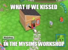 an image of what if we kissed in the mysims workshop? video game