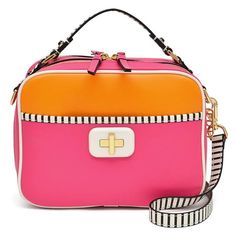 From Ldt, The Jill Stripe Colorblock Lunchbox Crossbody Bag Features: Nappa Leather Gold Hardware Zip Closure Resin Faux Turn-Lock Front Zip Compartment Has A Slip Pocket While The Back Compartment Has An Inside Zippered Pocket Studding Detail Approx. 9.5" L X 7" H X 3.5" W Imported. Color Is Hot Pink. Pink Crossbody Box Bag For Travel, Pink Color Block Bags For Everyday Use, Pink Top Handle Box Bag With Detachable Strap, Retro Pink Bag With Detachable Strap, Retro Pink Shoulder Bag With Detachable Strap, Pink Square Box Bag With Detachable Strap, Modern Pink Shoulder Box Bag, Pink Color Block Rectangular Shoulder Bag, Rectangular Pink Color Block Shoulder Bag