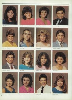 an old yearbook photo of young people from the 70s's and 80s's