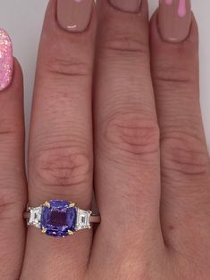 Luxury Purple Rings Gia Certified, Luxury Purple Gia Certified Rings, Gia Certified Purple Jewelry For Anniversary, Gia Certified Purple Jewelry For Anniversaries, Vvs Diamond, Ceylon Sapphire, Violet Purple, 18k Gold Ring, Ring Color