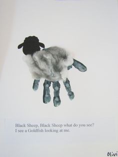 a card with a sheep on it's hand and the words black sheep, black sheep what do you see?