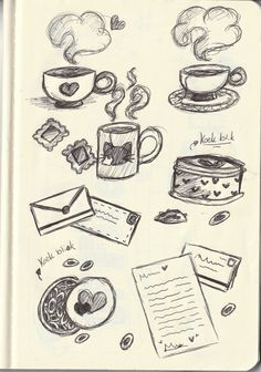 an open notebook with some drawings on it