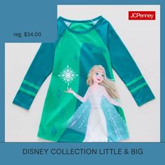 She'll be excited for bedtime with this Disney Collection little and big girls' nightshirt featuring Elsa from Frozen against and blue and green background. The pullover style is made from soft jersey and has a crew neckline and long sleeves. Character: Elsa, FrozenClosure Type: Pullover HeadNeckline: Crew NeckSleeve Length: Long SleeveFiber Content: 100% PolyesterFabric Description: JerseyCare: Machine Wash, Tumble DryCountry of Origin: Imported Blue And Green Background, Elsa From Frozen, Elsa Frozen, Night Shirt, Girls Long Sleeve, Green Background, Pullover Styling, Crew Neckline, Frozen