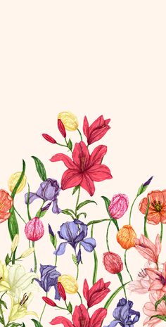 a painting of colorful flowers on a white background