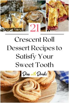 Collage of 4 crescent roll dessert recipes. Deserts To Make With Crescent Rolls, Desserts With Croissant Dough, Pillsbury Dessert Recipes Easy, Croissant Recipes Dessert, Crescent Dough Recipes Desserts, Deserts Using Crescent Rolls, Dessert Pillsbury Crescent Rolls, Sweet Croissant Ideas, Easy Croissant Dessert Recipes