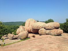 large rocks are stacked on top of each other