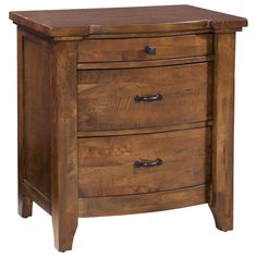 a wooden chest with three drawers and one drawer on the bottom, sitting against a white background