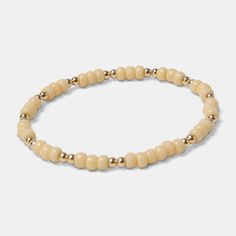 Indulge in elegance with the Creamy Truffle Stack Bracelets! ✨ This luxe set features neutral cream glass beads paired with 14K gold-filled accents, making it a versatile addition to any wardrobe. Available in stacks of 3 or 6, these beaded bracelet stacks are perfect for mixing and matching with your other jewelry. Elevate your arm candy with this sophisticated and stylish stack! Elegant Everyday Cream Jewelry, Everyday Beige Bracelet Jewelry, Everyday Cream Beaded Bracelets, Cream Hand-strung Round Bead Jewelry, Hand-strung Cream Round Bead Jewelry, Elegant Adjustable Cream Bracelet, Elegant Adjustable Beige Beaded Bracelets, Elegant Cream Adjustable Bracelet, Cream Round Bead Bracelets For Everyday