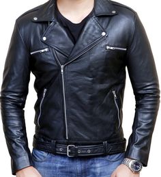 Black Cafe Racer, Tomboy Art, Motorcycle Black, Biker Leather Jacket, Lambskin Leather Jacket, Biker Leather, Image Fun, Mens Leather, Workout Jacket