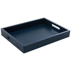 an empty black tray with handles