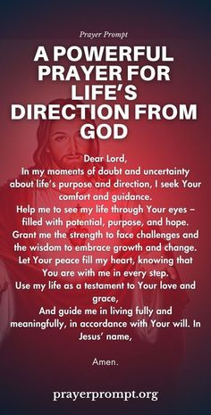 a prayer with the words,'a powerful prayer for life's direction from god