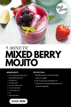 an advertisement for mixed berry mojito