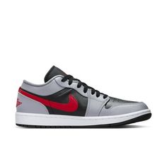 Women's Jordan 1 Low Cement Grey/Fire Red-Black Size: 11.  Color: Gray.  Gender: female.  Age Group: adult. Size 11 Women Shoes, Womens Air Jordans, Jordans Women, Air Jordan 3 Retro, Cement Gray, Nursing Shoes, Womens Jordans, Black Gums, Jordan 1 Low