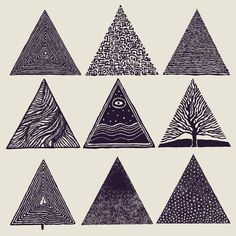 hand drawn trees in different shapes and sizes