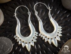 Silver and shell spike earrings Spike Earrings, Body Mods, Shells, Drop Earrings, Silver