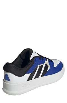 The perfect blend of sport-inspired style and streetwear sophistication comes together in the Court 24 sneaker with a sleek low-top silhouette. Synthetic and leather upper/textile lining/rubber sole Imported Size 12, Sleek, White And Black, Leather Upper, Nordstrom, Adidas, Street Wear, Sneakers, Blue