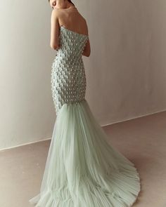 This stunning Dreamy Vow Luxury Crystal Pearls Mermaid Sage Green Evening Dress is perfect for elegant women attending a wedding or event. The exquisite design features a flowy cape and sparkling crystal pearl embellishments, giving off a regal and sophisticated look. Embrace your inner mermaid and stand out in this one-of-a-kind gown. Evening Dress With Cape, Yellow Evening Dresses, Grey Evening Dresses, Champagne Evening Dress, Dress With Cape, Gold Evening Dresses, Green Evening Dress, Pink Evening Dress, White Evening Dress