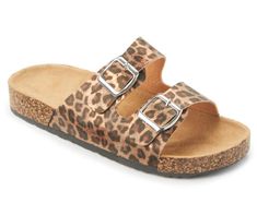 Leopard Print Synthetic Sandals For Beach, Leopard Print Synthetic Sandals For The Beach, Summer Leopard Print Synthetic Sandals, Leopard Print Sandals For Summer Vacation, Trendy Leather Footbed Sandals For Beach, Leopard Print Sandals, Leopard Sandals, Black Clogs, Two Strap Sandals