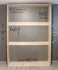 an empty room with measurements for the wall and floor to be built into each corner