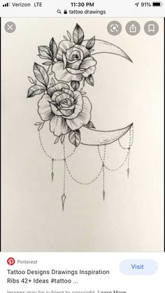 an image of a flower on the moon with stars and chains hanging from it's side