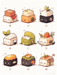 some sushi food with different toppings on them