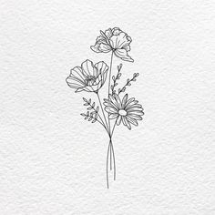 some flowers that are drawn on paper