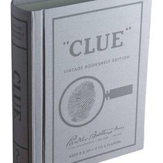 an old book with a fingerprint on the front and back cover that says clue