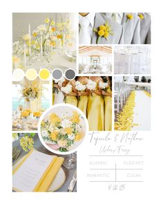 yellow and white wedding theme with flowers