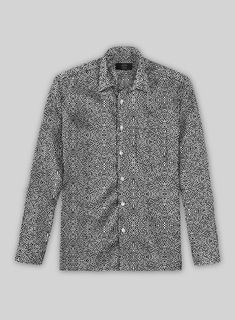 Dive into the labyrinth of style with our Lissette Silk Cotton Shirt. Expertly crafted from a luxurious blend of cotton and silk, this shirt features an intricate black and white pattern reminiscent of a maze, creating a mesmerizing visual effect. Perfect pick for various rendezvous.  Whether you're heading to a casual weekend brunch, gearing up for an impromptu night out with friends, or enjoying a laid-back day, this shirt will be your perfect companion.    Click 'Customize Now' to modify the look if needed.     Pamper yourself, get this shirt made exclusively for you now! Italian Suit, Back Day, Wool Suit, Double Breasted Suit, White Patterns, Fabric Samples, Wedding Suits, Cotton Shirt, Double Breasted