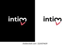 two logos with the word into and in it on black and white background, one is red