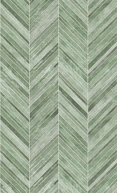 a green and white chevroned wallpaper pattern with vertical lines in the middle